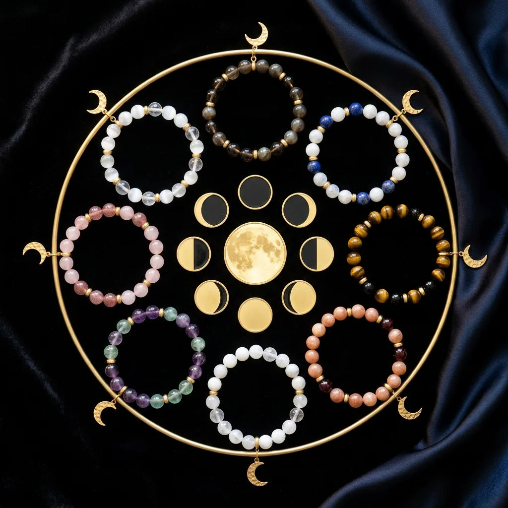 Birth moon &mdash; crystal bracelet held under moonlight